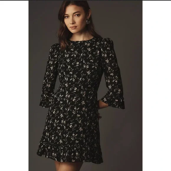 Reformation Doutzen Floral Ruffle Trim Mini Dress Size 12 - Picture 3 of 13